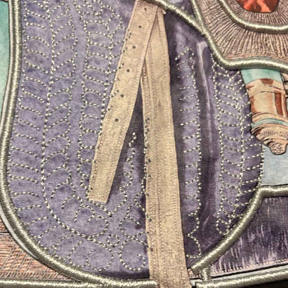 Hermes Black Tee with Multicolor Saddle Design - Picture 3 of 5